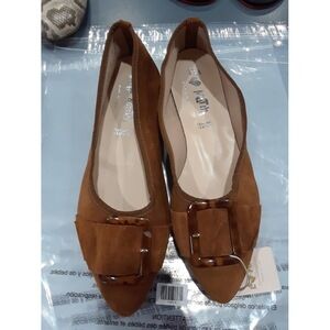 Le Matin Suede Flats with Buckle Brown Size: 9.5